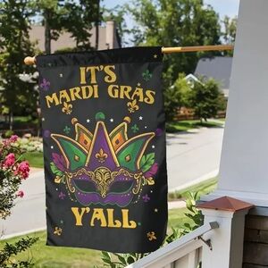 BEAUTIFUL! Mardi Gras Small Garden Flag -MASK -Double Sided- USA SHIP! 18X12inch